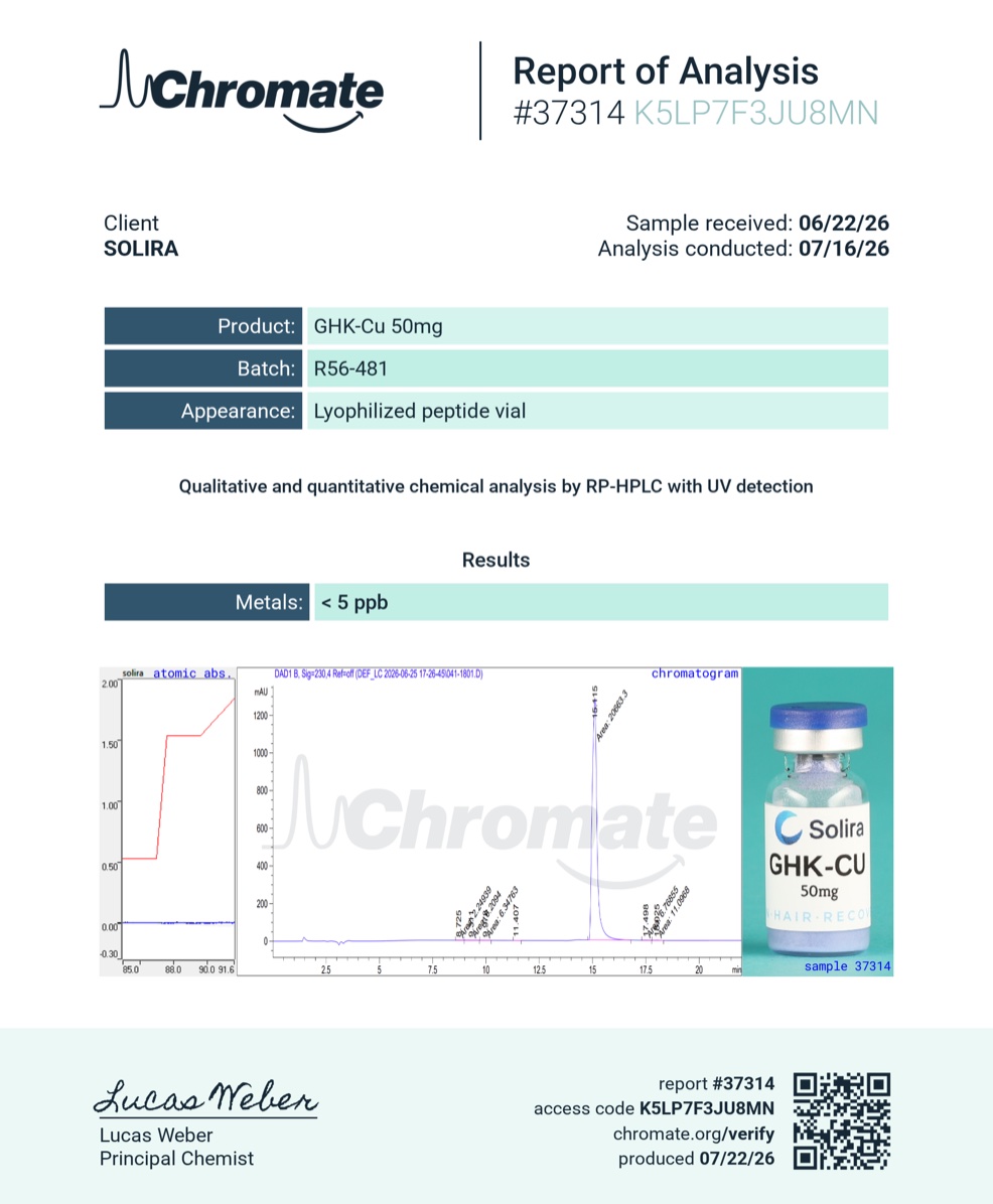 GHK-Cu Heavy Metals Certificate of Analysis — lot R56-481, < 5 ppb
